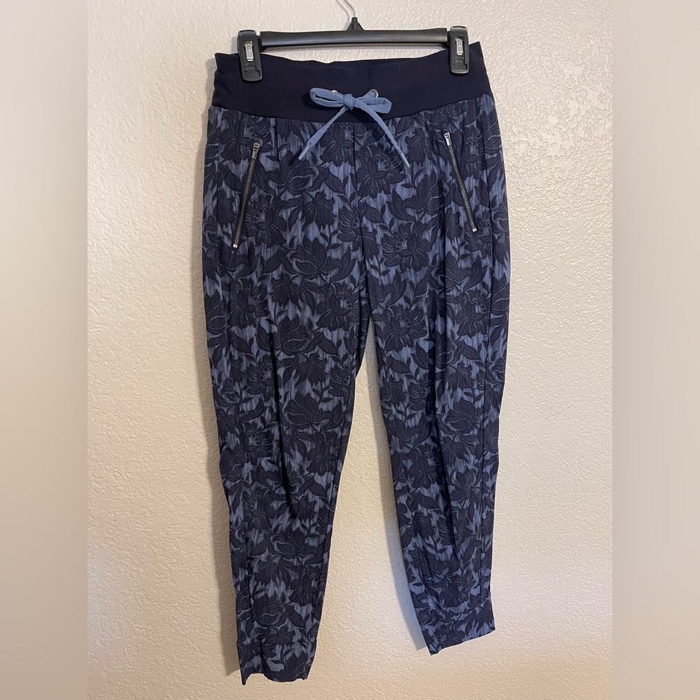 Athleta Blue Floral Joggers Pant with Tapered Leg